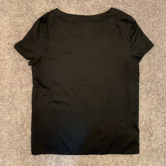 Ann Taylor Women’s Sequin Top Size M Gray Black Lined Short Sleeves Stretch GUC - Picture 4 of 9